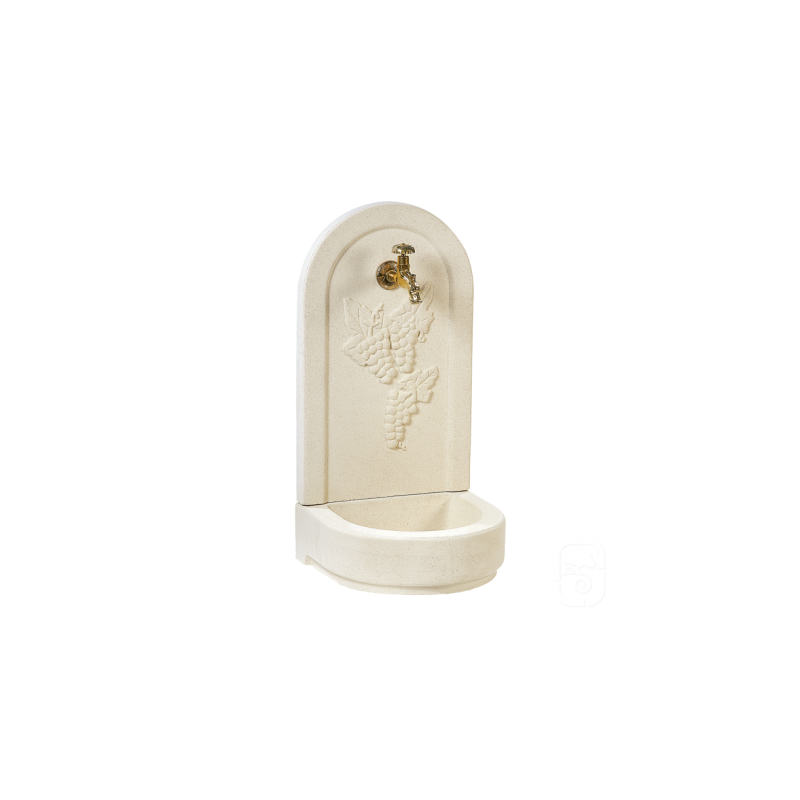 Fontaine Murale 600 Raisin béton blanc - H 76cm - HAIRIE GRANDON