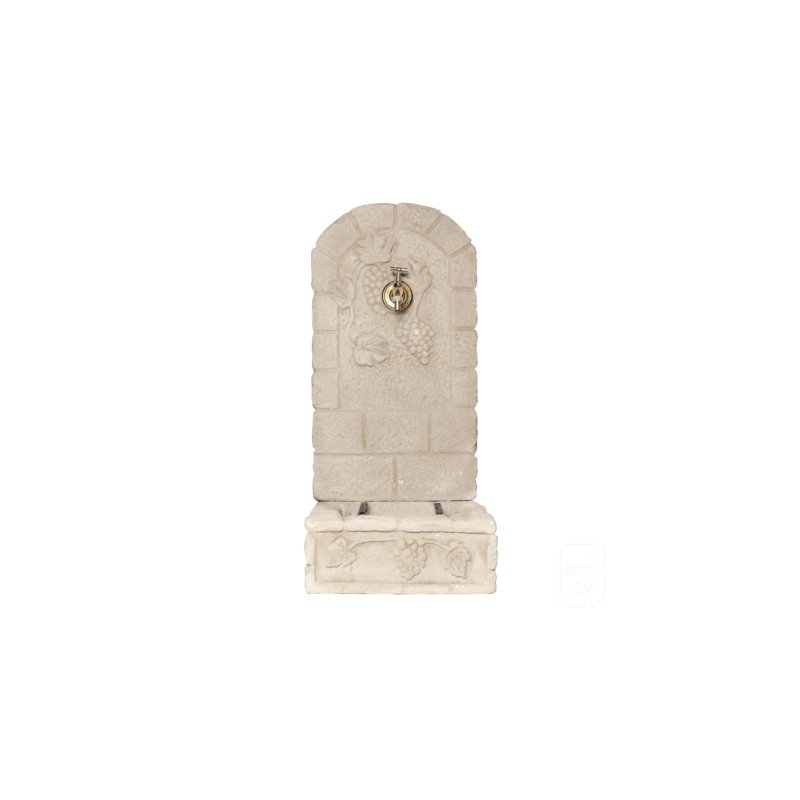 Fontaine murale aux raisins Pierre vieillie - H 92cm - HAIRIE GRANDON