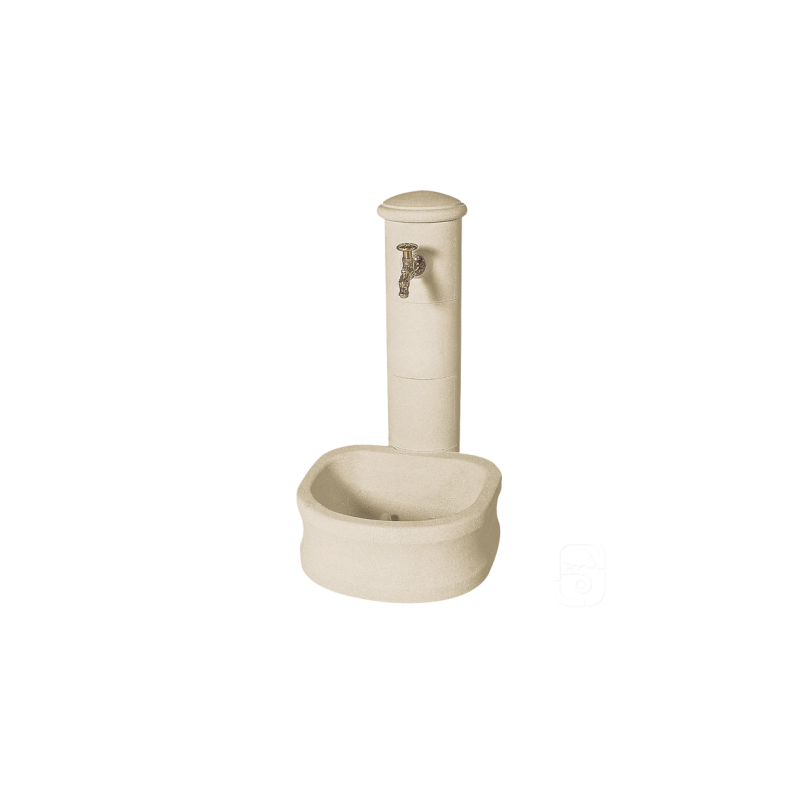 Borne Fontaine Ronde Pierre ton Blanc - H 86cm - HAIRIE GRANDON