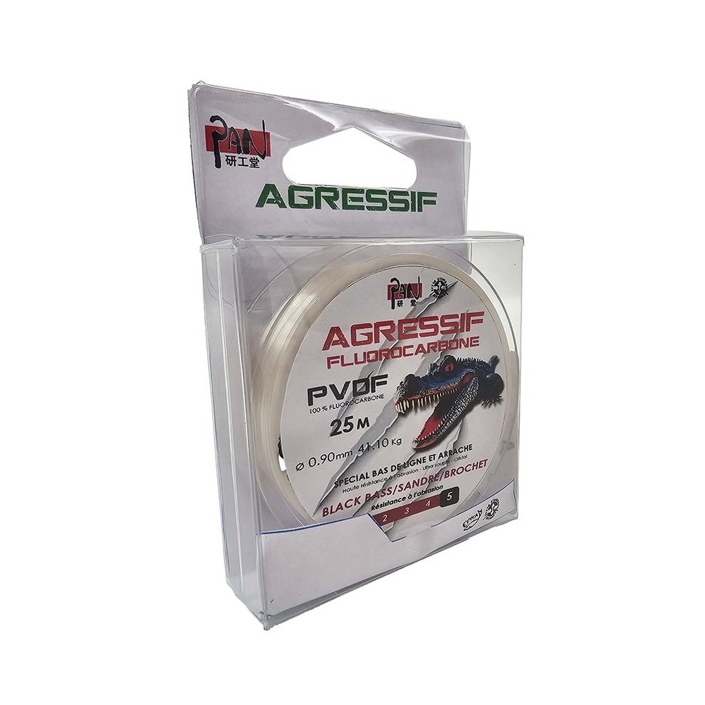 Nylon Sandre/ Blackbass/ Brochet FLUORO PVDF AGRESSIF 25m -Diam-70mm-32,10kg PAN