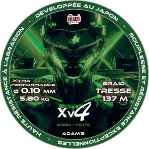 Tresse Carnassiers XV4  137m- Diam-25mm-14,4kg Verte ADAM'S