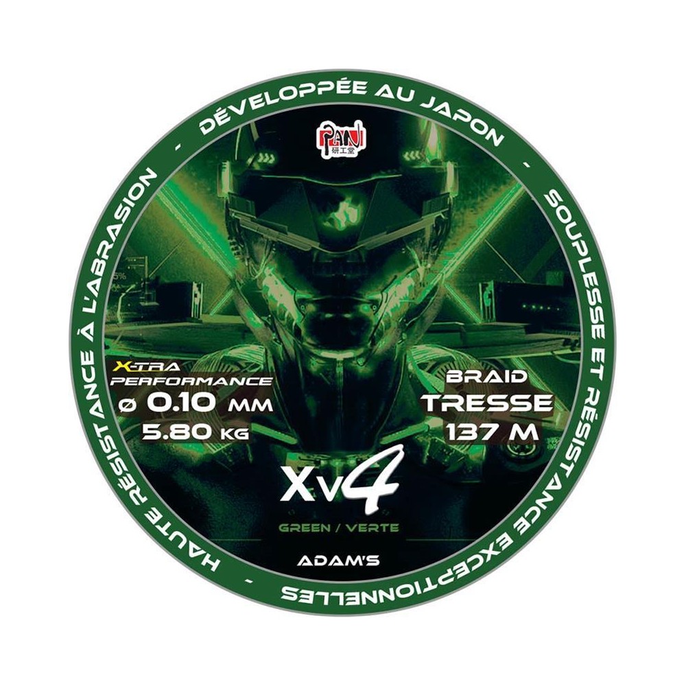 Tresse Carnassiers XV4  137m- Diam-25mm-14,4kg Verte ADAM'S
