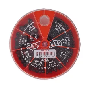 Boite de Plombs 8 Cases Truite N°7mm-6mm-4/0-2/0-0-1-3-5mm AUTAIN