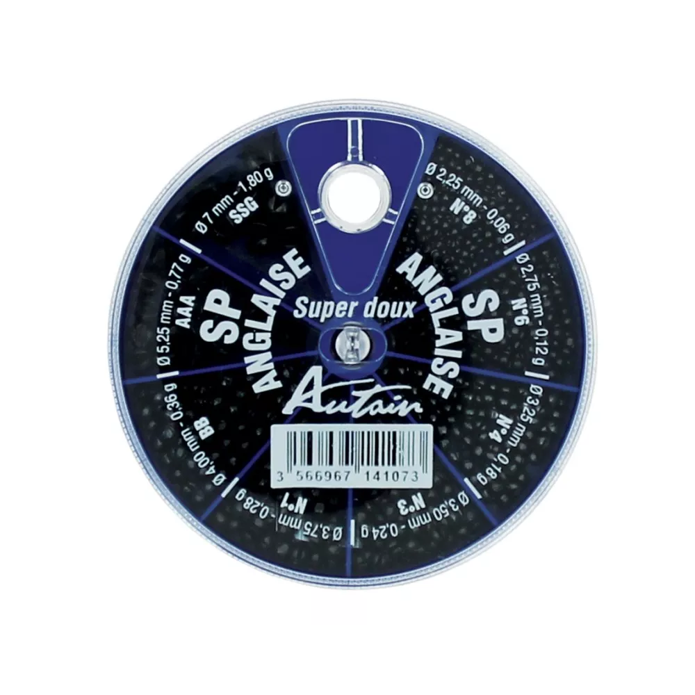 Boite de Plombs Anglais 8 Cases SPA N° SSG-AAA-BB-1-3-4-6-8mm AUTAIN