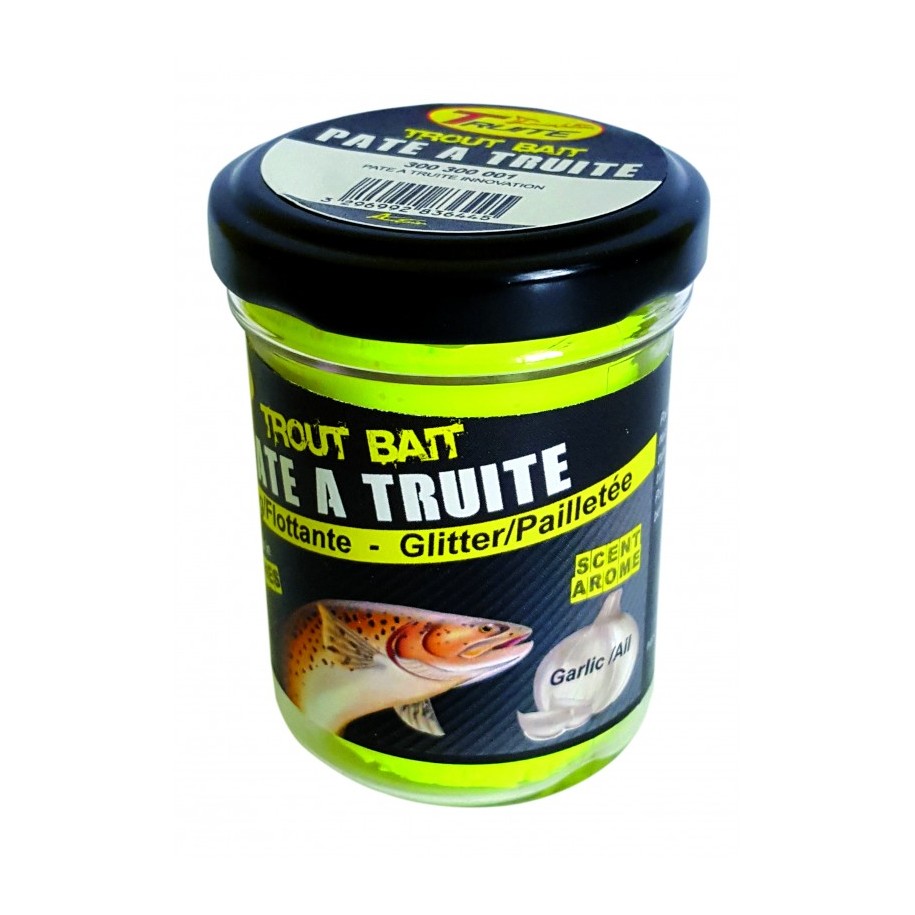 Pate à Truite Jaune Fluo Ail Pot De 55 gr TRUITE INNOVATION