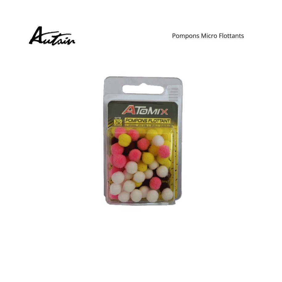 Pompons Micro Flottant 8 mm Assortis -Sachet de 70 -Pêche à La Souris ATOMIX