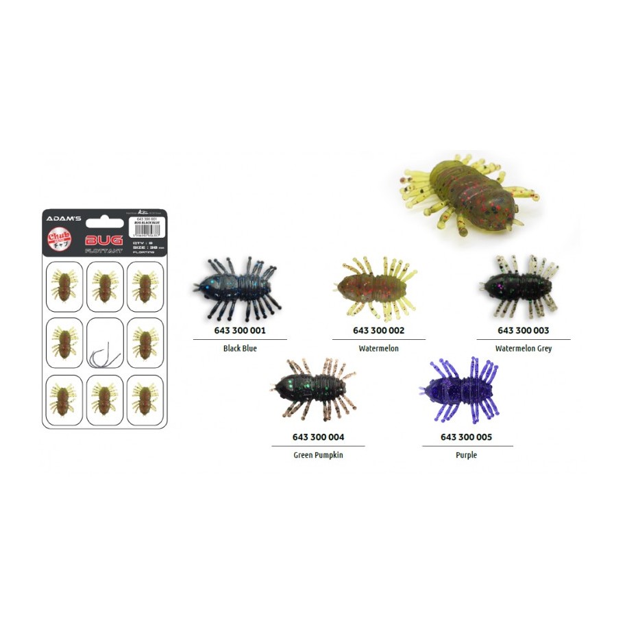 Leurre Souple Chevesnes Bug Water Melon ( Blister De 8) 30mm ADAM'S