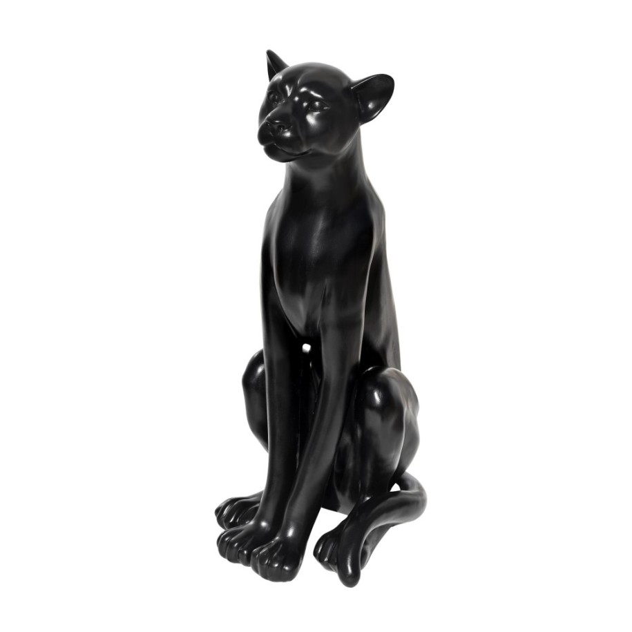 Panthère Debout Haut 74 cm En Pierre Ton Ciré Noir - HAIRIE GRANDON