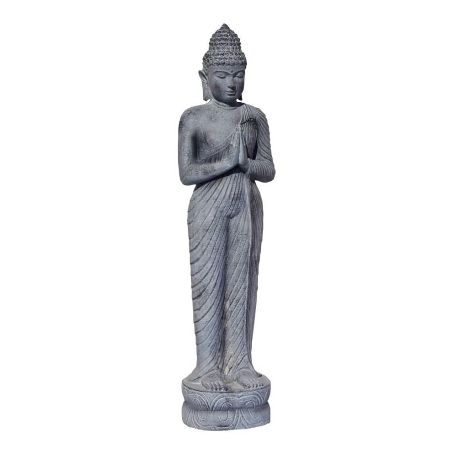 Statue Déesse Hindou MM Haut 103 cm En Pierre Ton Ciré Gris - HAIRIE GRANDON