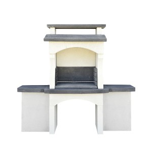 Barbecue Lezenne + 2 Tables Ton Anthracite Avec Grille En Pierre - HAIRIE GRANDON