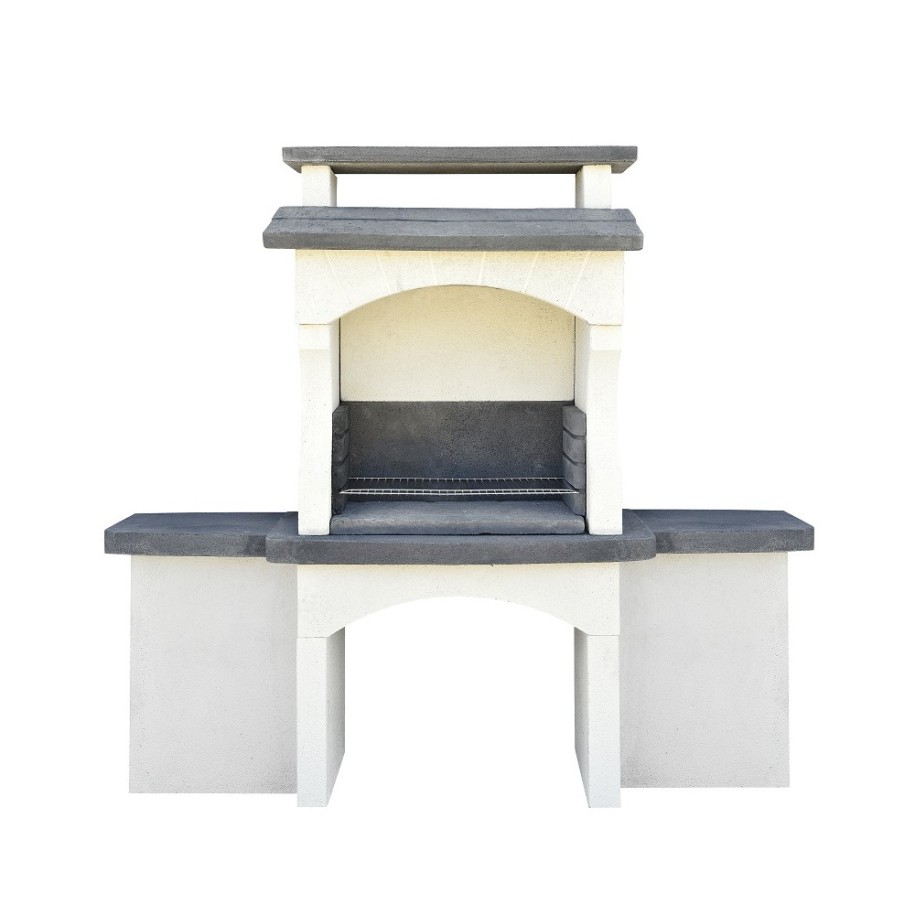 Barbecue Lezenne + 2 Tables Ton Anthracite Avec Grille En Pierre - HAIRIE GRANDON