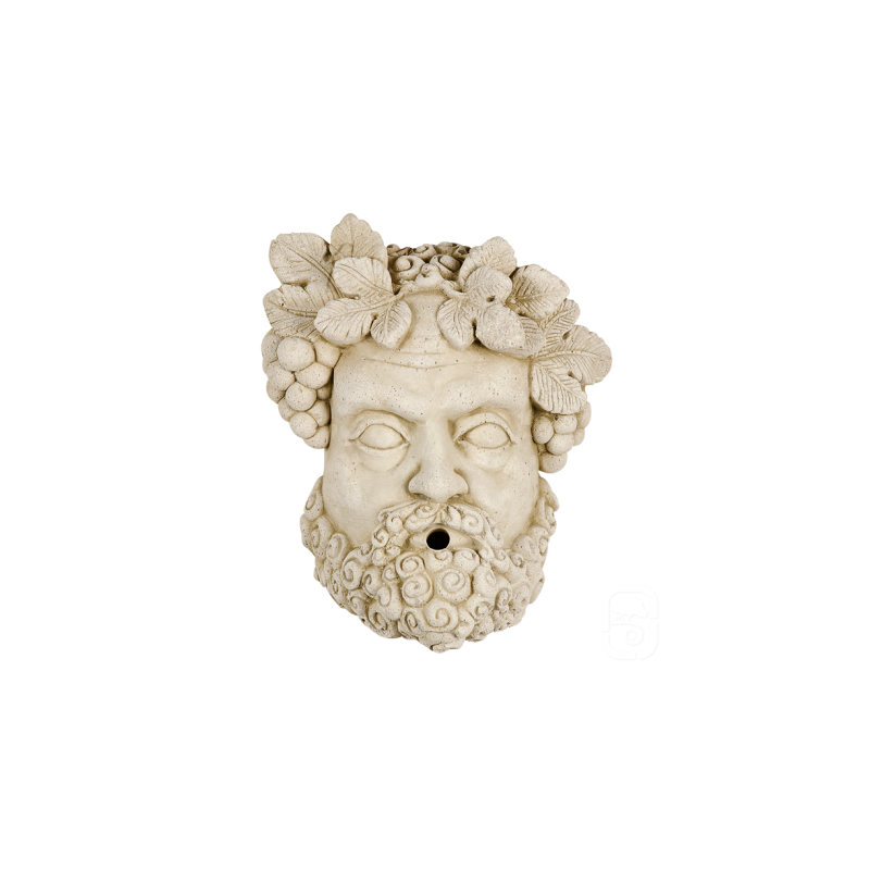 Tête de Bacchus Jet d'eau pierre patinée - H 29cm - HAIRIE GRANDON