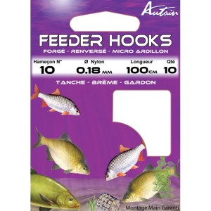 Carnet de 10 Hameçons Montés Feeder Hooks 12/16 BDL 1m AUTAIN