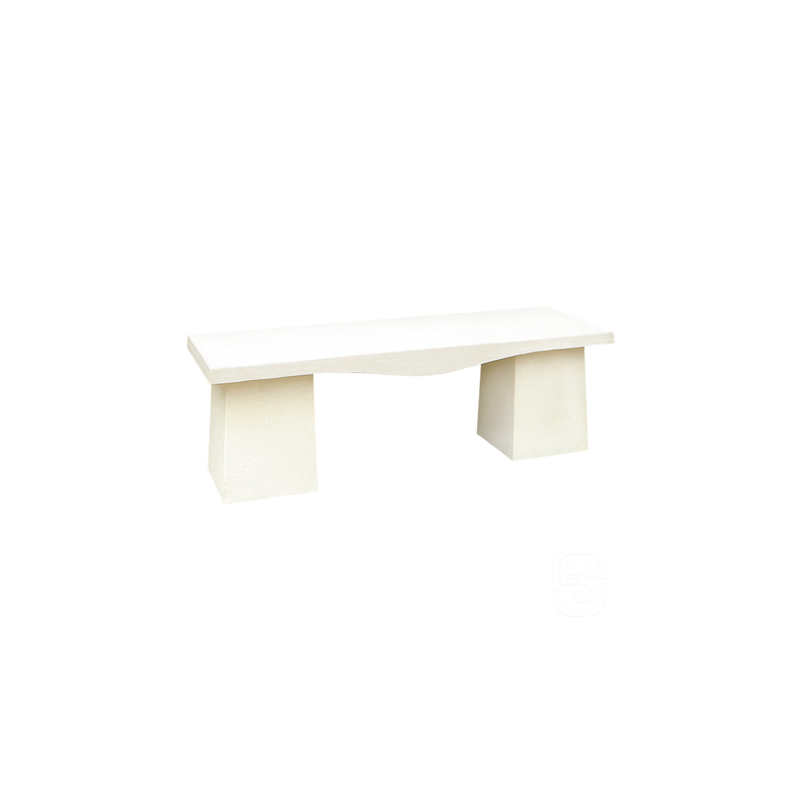 Banc droit en béton blanc - 138cm - HAIRIE GRANDON