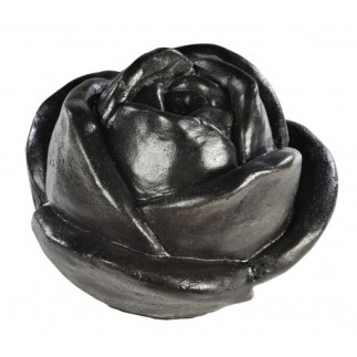 Rose en pierre ton anthracite ciré 26 cm - HAIRIE GRANDON