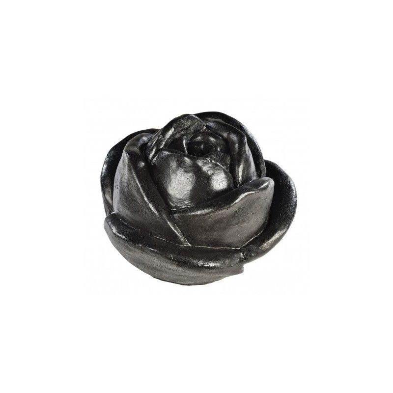 Rose en pierre ton anthracite ciré 26 cm - HAIRIE GRANDON