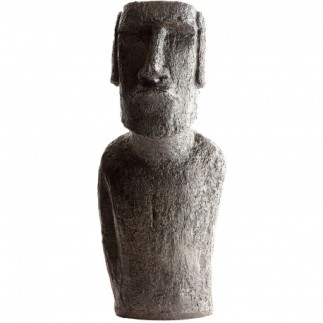 Buste Moaï ciré noir - H 40 cm - HAIRIE GRANDON