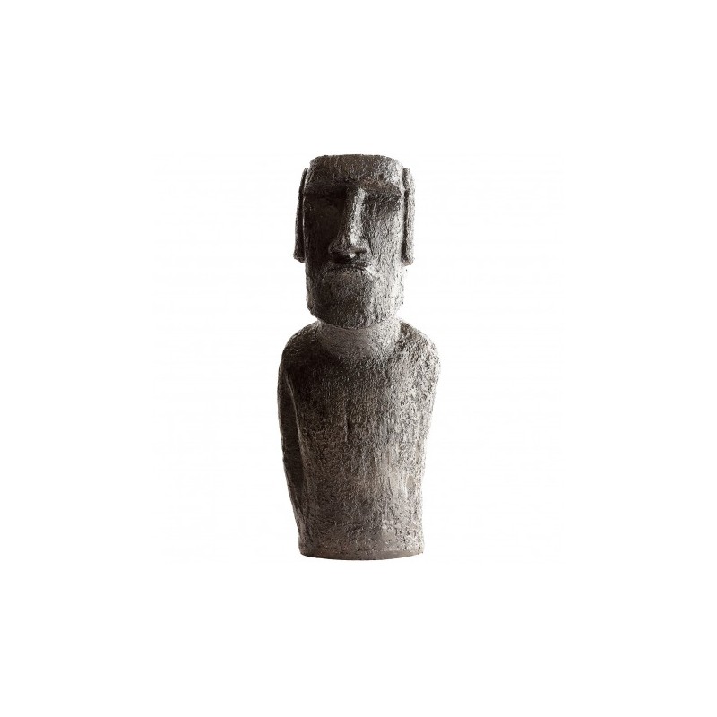 Buste Moaï ciré noir - H 40 cm - HAIRIE GRANDON