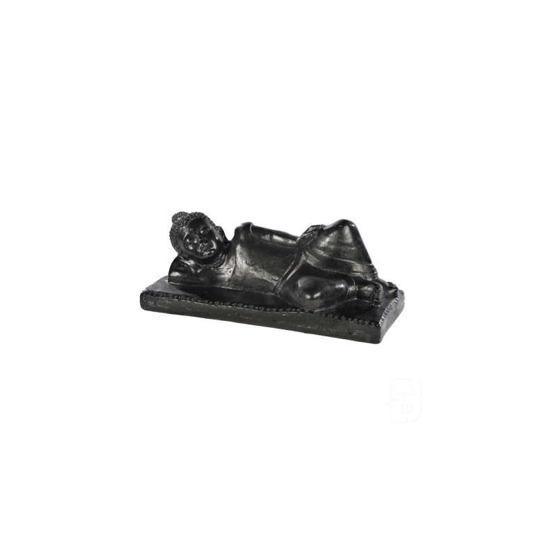 Statue Petit Bouddha couché béton ciré noir - 46cm - HAIRIE GRANDON