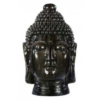 Statue Tête de Bouddha anthracite - H 42cm - HAIRIE GRANDON