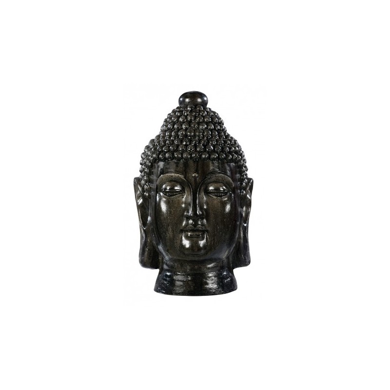 Statue Tête de Bouddha anthracite - H 42cm - HAIRIE GRANDON