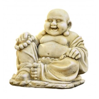 Statue Bouddha Chinois rieur ton vieilli - H 35cm - HAIRIE GRANDON