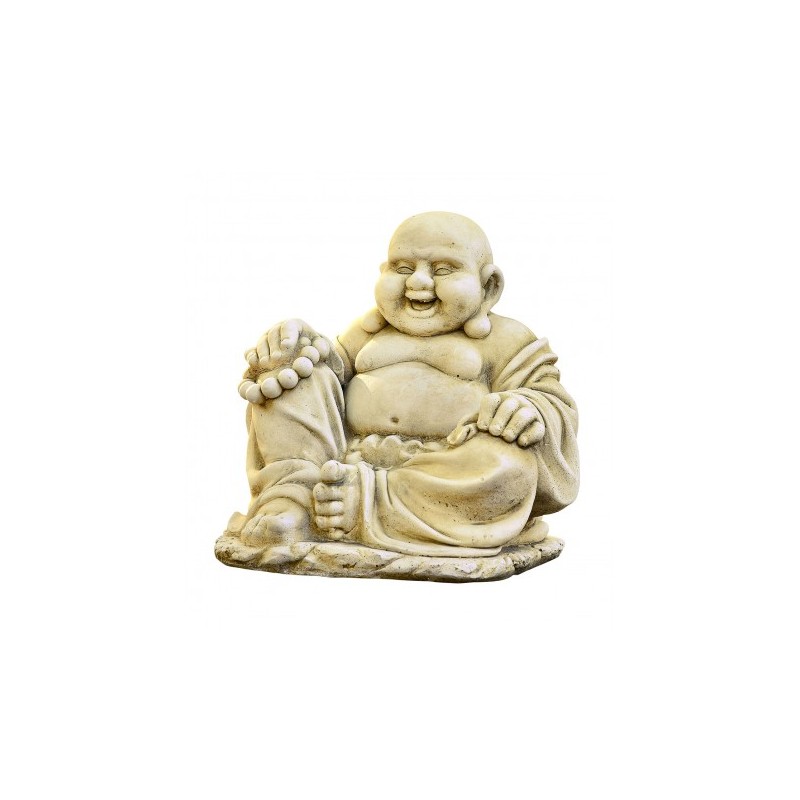 Statue Bouddha Chinois rieur ton vieilli - H 35cm - HAIRIE GRANDON