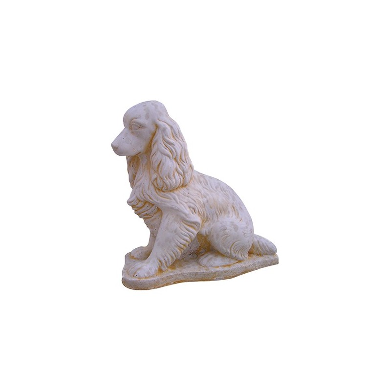 CHIEN COCKER EN PIERRE RECONSTITUÉE TON VIEILLI - H 48 cm - HAIRIE GRANDON