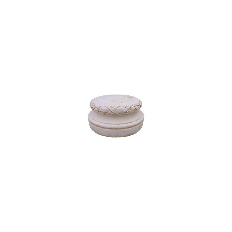 Base Ronde pour statue en pierre reconstituée vieillie H 23 cm - HAIRIE GRANDON