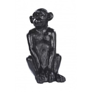Statue singe béton ciré noir - H 55 cm - HAIRIE GRANDON
