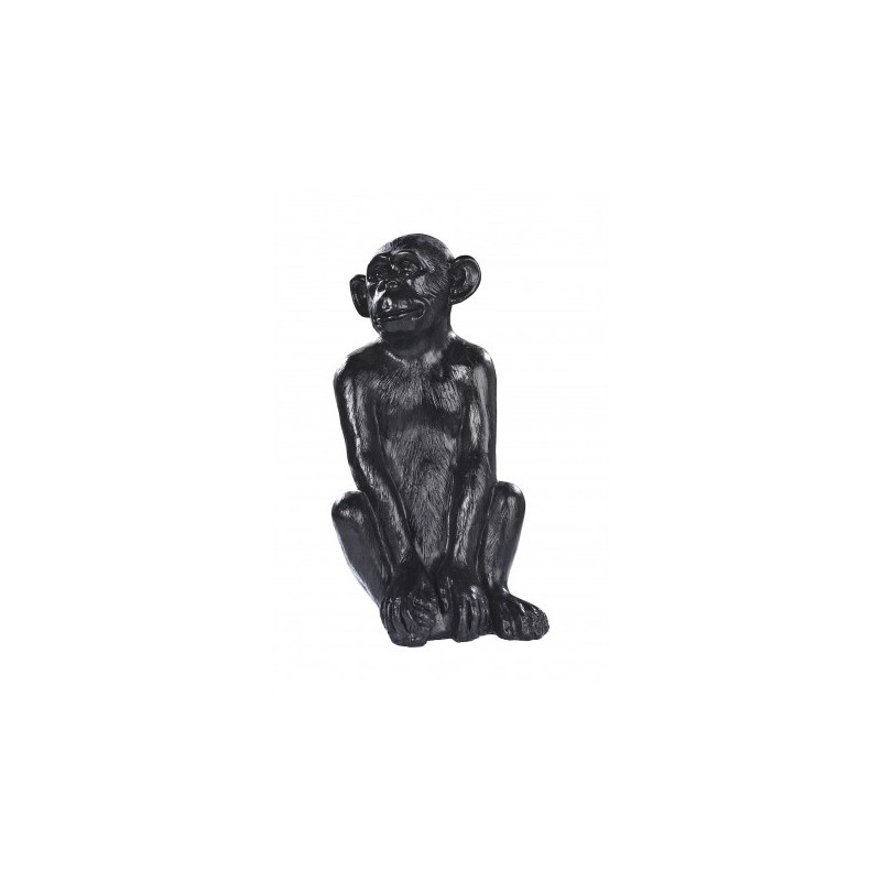 Statue singe béton ciré noir - H 55 cm - HAIRIE GRANDON