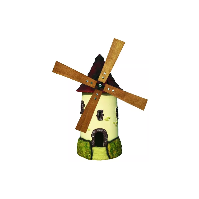 Moulin Avec Roue Tuile Peint Haut 72 cm - HAIRIE GRANDON