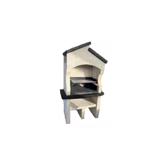 Barbecue Bastide + 2 Tables Ton Anthracite Avec Grille En Pierre - HAIRIE GRANDON