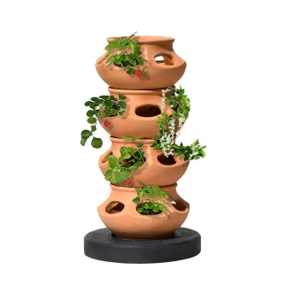 Jardin Suspendu Avec 4 Boules Babylone Ton Terre Cuite - HAIRIE GRANDON