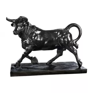 Taureau XGM En Pierre Reconstitué Ton Ciré Noir HAIRIE GRANDON - H 90 CM