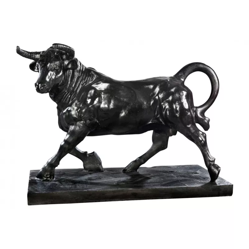 Taureau XGM En Pierre Reconstitué Ton Ciré Noir HAIRIE GRANDON - H 90 CM