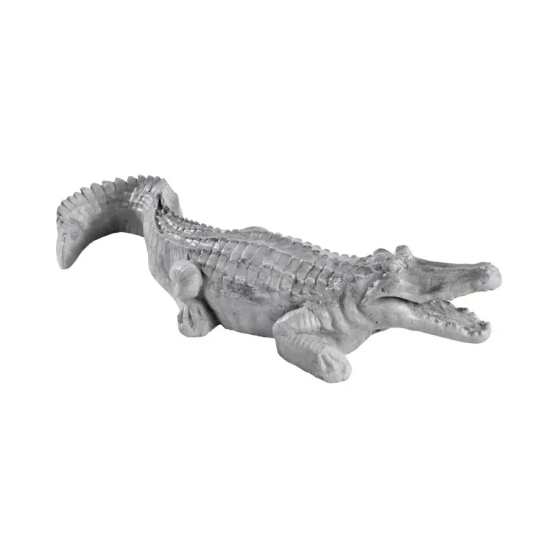 Crocodile En Pierre LONG 69CM Ton Ciré Gris HAIRIE GRANDON