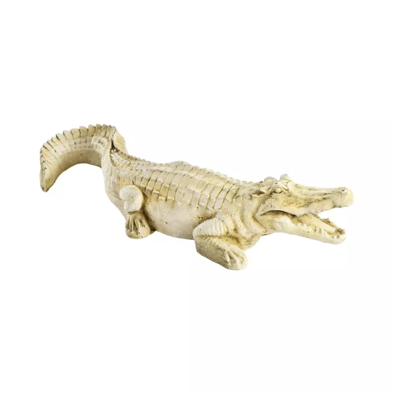 Crocodile En Pierre LONG 69CM Ton Ciré Vieilli HAIRIE GRANDON