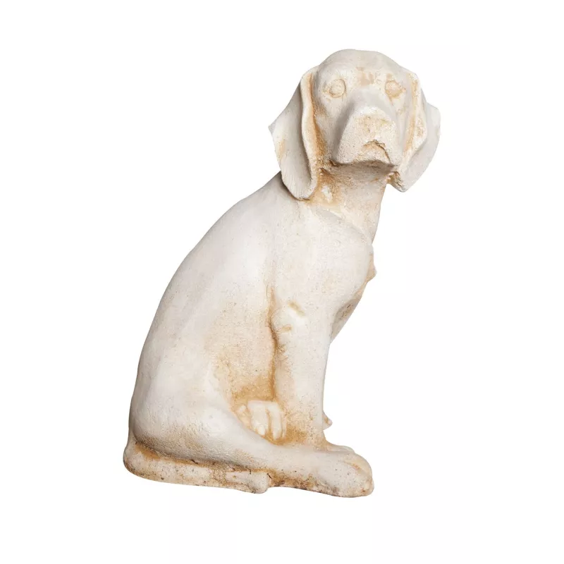 Chien Epagneul En Pierre Reconstitué Ton Vieilli H 40 cm HAIRIE GRANDON