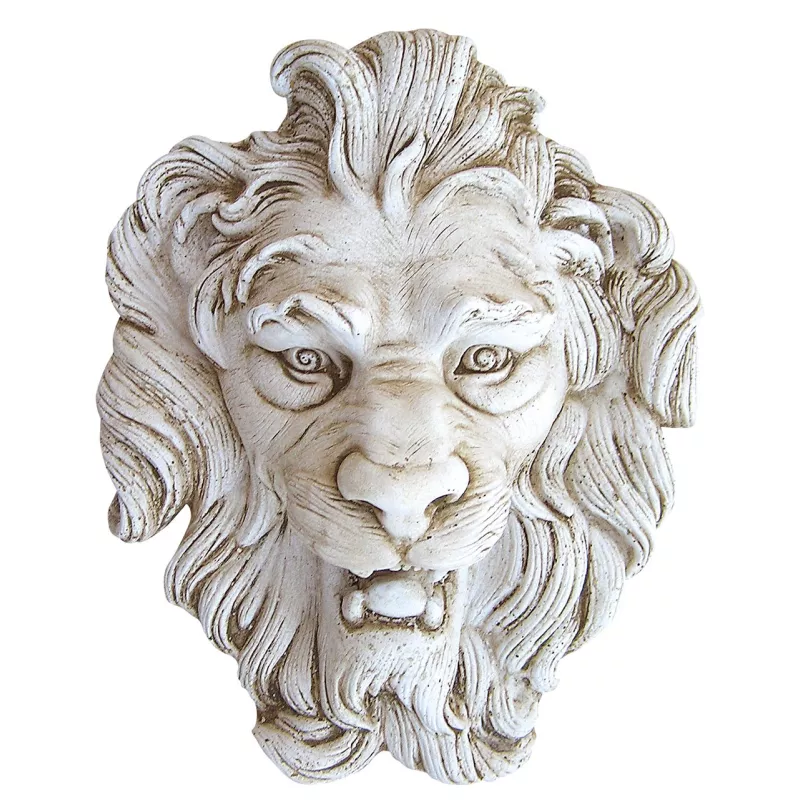 Tête De Lion XGM Jet D'eau En Pierre Reconstitué Ton VIEILLI H 47 cm HAIRIE GRANDON