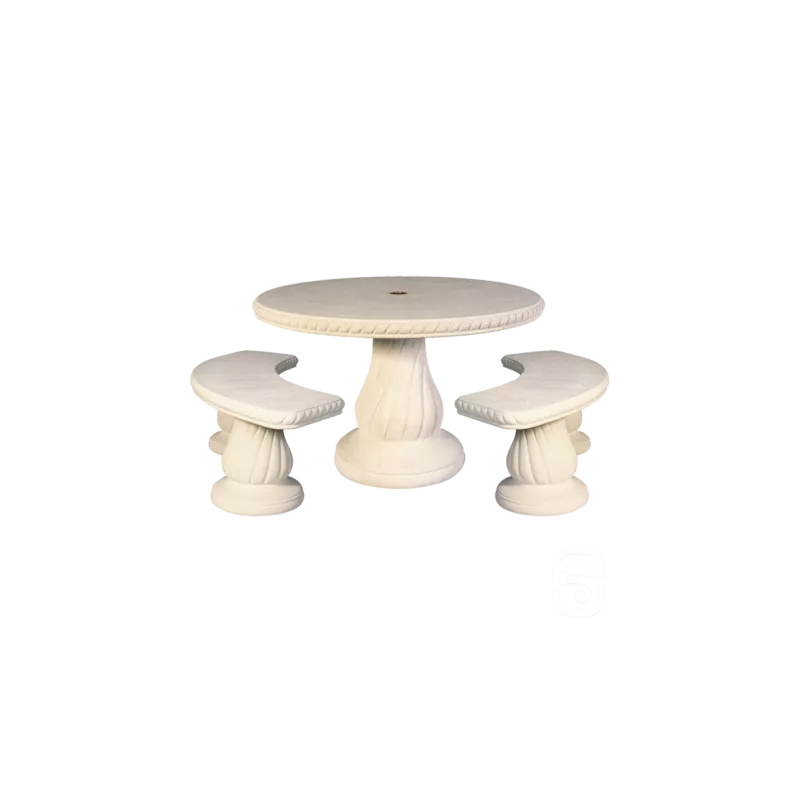 Salon De Jardin 240 - 1 Table + 2 Bancs En Pierre HAIRIE GRANDON