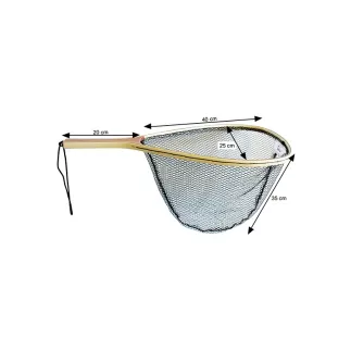 Epuisette Raquette Truite Wading Bois Fario - Maille 7mm- AUTAIN