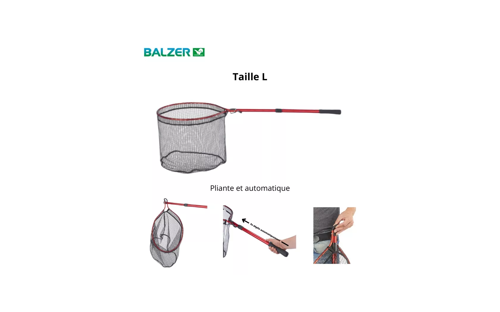 Epuisette Truite Shirasu Shot L - Tête de 45 x 50 cm -Maille 6 mm - BALZER