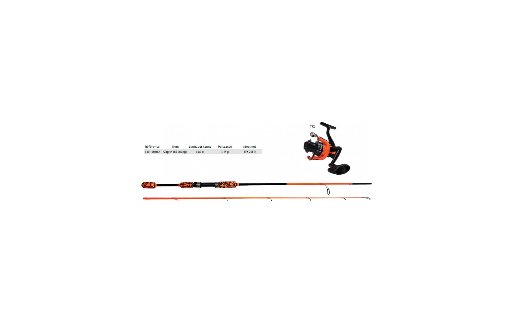 Ensemble Spinning Carnassier Canne Target Fish Orange 198 cm + Moulinet TFX20FD - AUTAIN