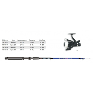Ensemble Télescopique Mer Canne Sajima 240 cm + Moulinet MX40RD - AUTAIN