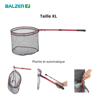 Epuisette Carnassier Shirasu Shot XL - Tête de 55 x 60 cm -Maille 6 mm - BALZER